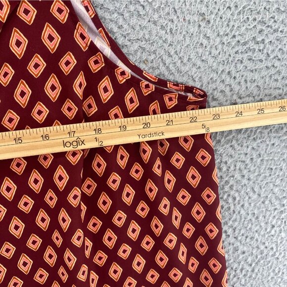 ModCloth 2X Plus Brown Pattern Sleeveless Collared V Neck Blouse Pullover Casual - Picture 8 of 10